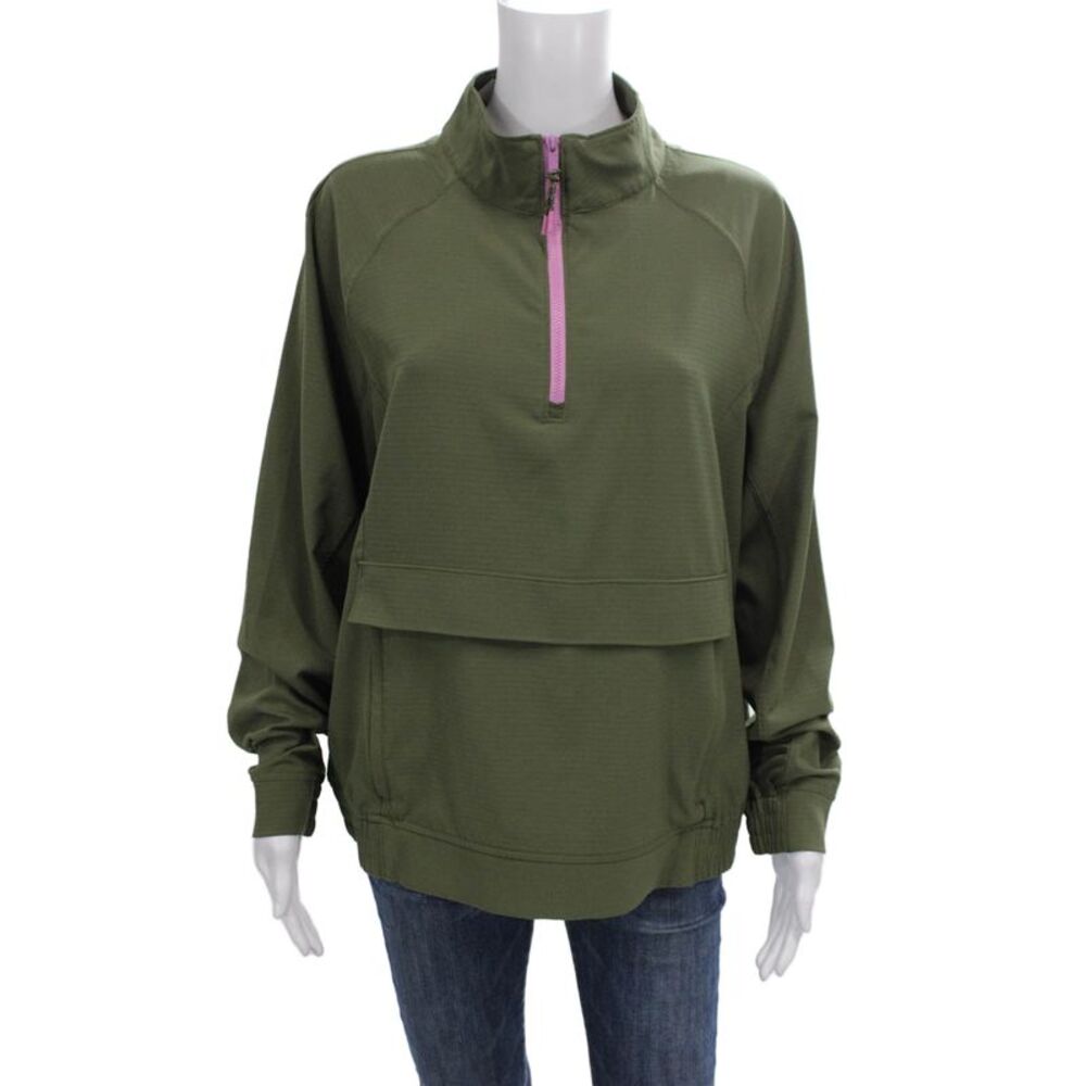 Belyn Key Womens Anorak Jacket Green Zip Polyester Long Sleeve Size XL